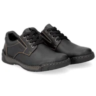 Półbuty męskie - Półbuty męskie Rieker B0306-00 BLACK 45 - miniaturka - grafika 1