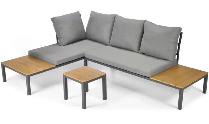 Zestaw Mebli Ogrodowych Komplet Wypoczynkowy Sofa Narożna Narożnik 251x181