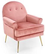 Fotele - Różowy fotel welurowy SANTI złote nogi - miniaturka - grafika 1