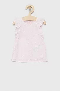 Guess sukienka bawełniana dziecięca kolor różowy mini prosta - Sukienki - miniaturka - grafika 1