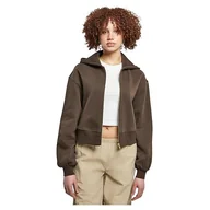 Bluzy damskie - Urban Classics Damska bluza z krótkim zamkiem błyskawicznym, brązowy, XXL - miniaturka - grafika 1
