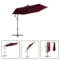 Parasole ogrodowe - The Living Store Parasol wiszący na aluminiowym słupku - bordowy - 300 cm - Parasol Wiszący - miniaturka - grafika 1