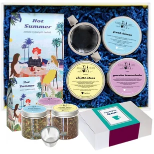 Gotowy zestaw prezentowy „HOT SUMMER“ herbaty PREMIUM 10szt. herbata owocowa rooibos ziołowa zaparzacz prezent upominek na letnią okazję dla faceta .. - Zestawy upominkowe - miniaturka - grafika 1