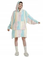 Bluzy damskie - BLUZA PLUSZOWA Z KAPTUREM COMFY KOC OVERSIZE CIEPŁA NA ZIMĘ TIE DYE - miniaturka - grafika 1