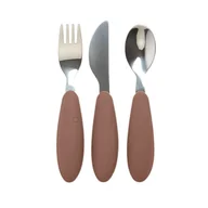 Sztućce dla dzieci - BIBS CUTLERY SET WOODCHUCK 3 częściowy zestaw sztućców - miniaturka - grafika 1