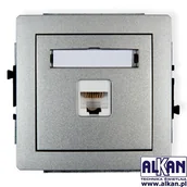 Gniazdka elektryczne - Karlik Gniazdo Komputer Pojedyncze 1xRJ45 kat. 5e 7DGK-1 srebrny metalik - miniaturka - grafika 1