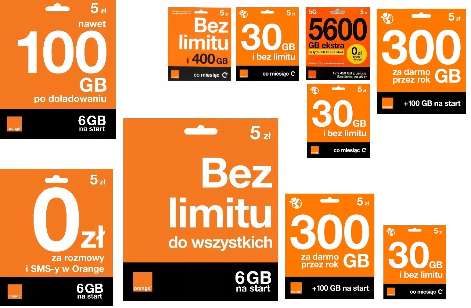 Starter Orange 5 zł mix taryf x 100 szt hurtownia