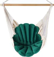Fotele ogrodowe wiszące - Elior Krzesło brazylijskie z poduchą w kształcie muszli butelkowa zieleń - Milis - miniaturka - grafika 1