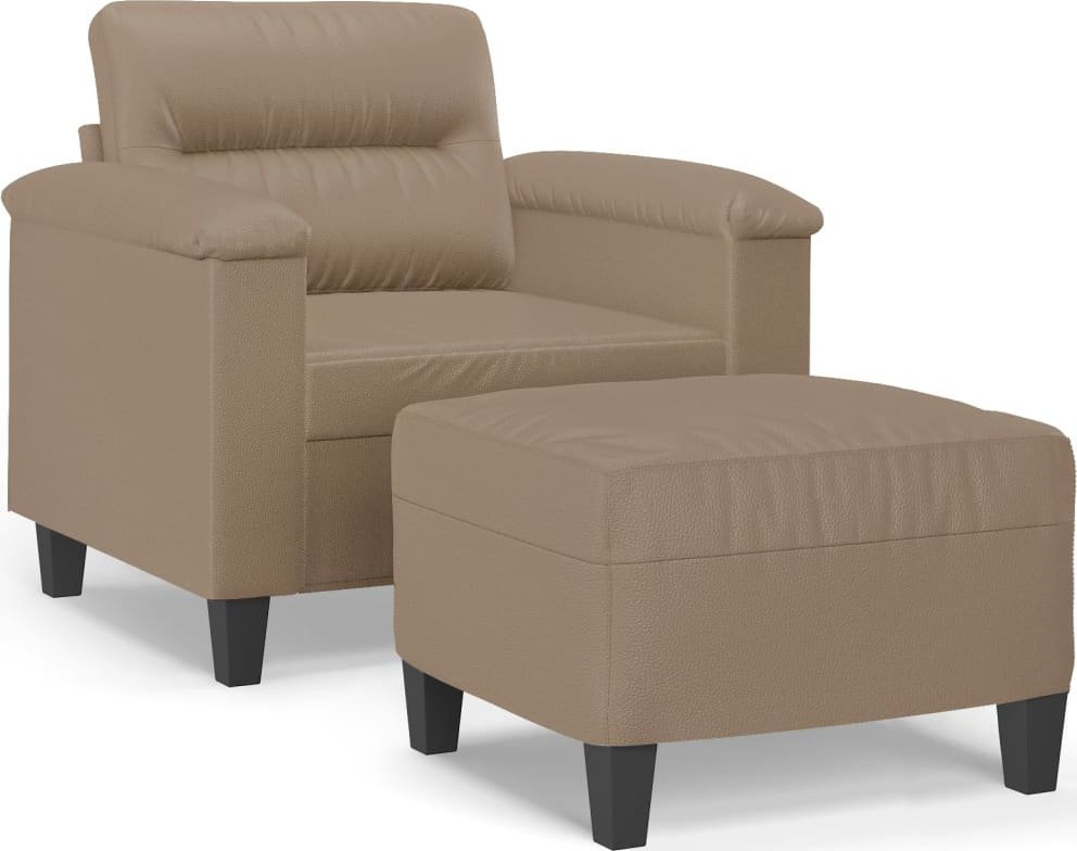 vidaXL Fotel z podnóżkiem, kolor cappuccino, 60 cm, sztuczną skórą