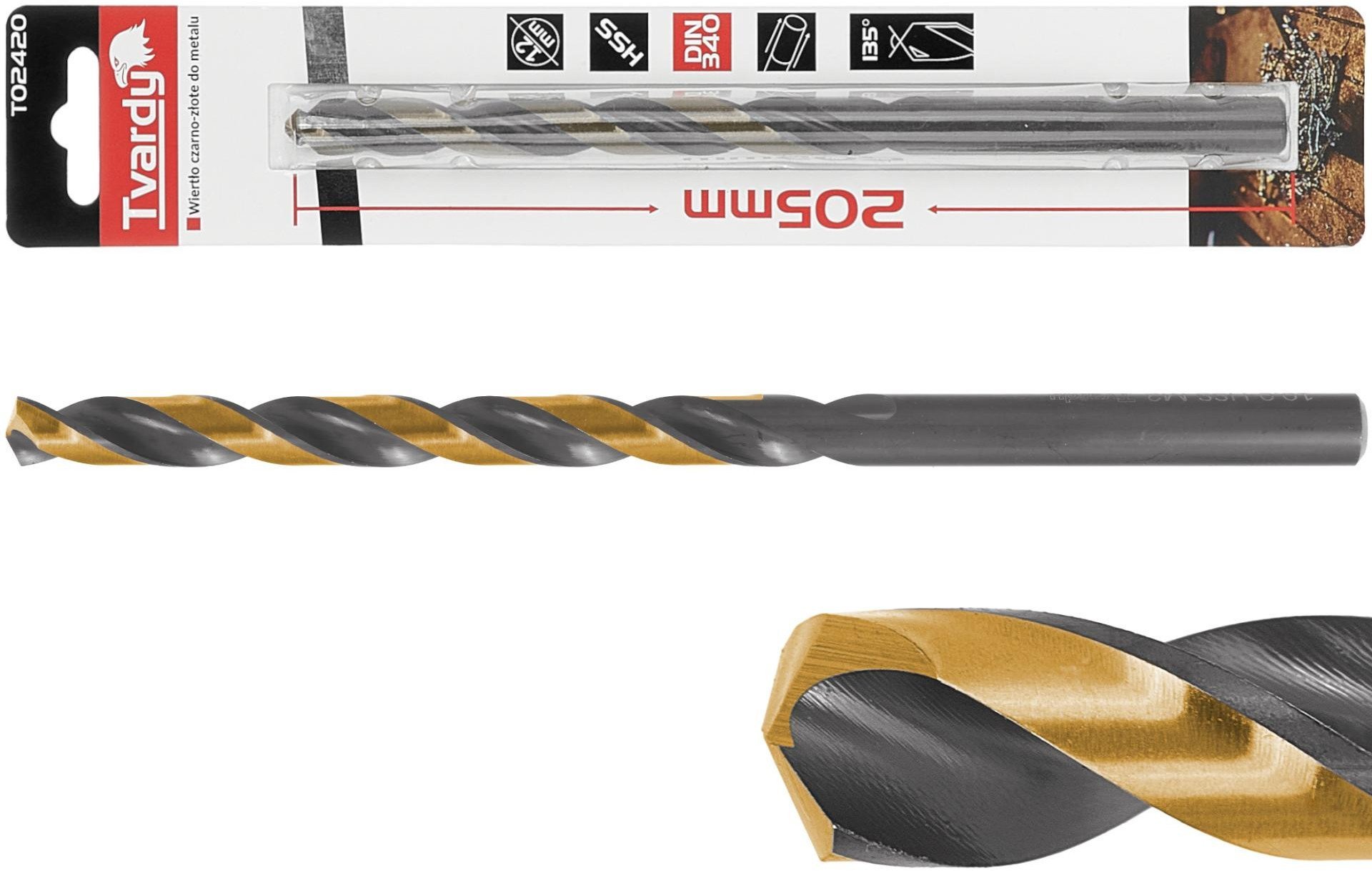 nan Wiertło czarno-złote do metalu przedłużane HSS M2 12.0mm 1/25/100