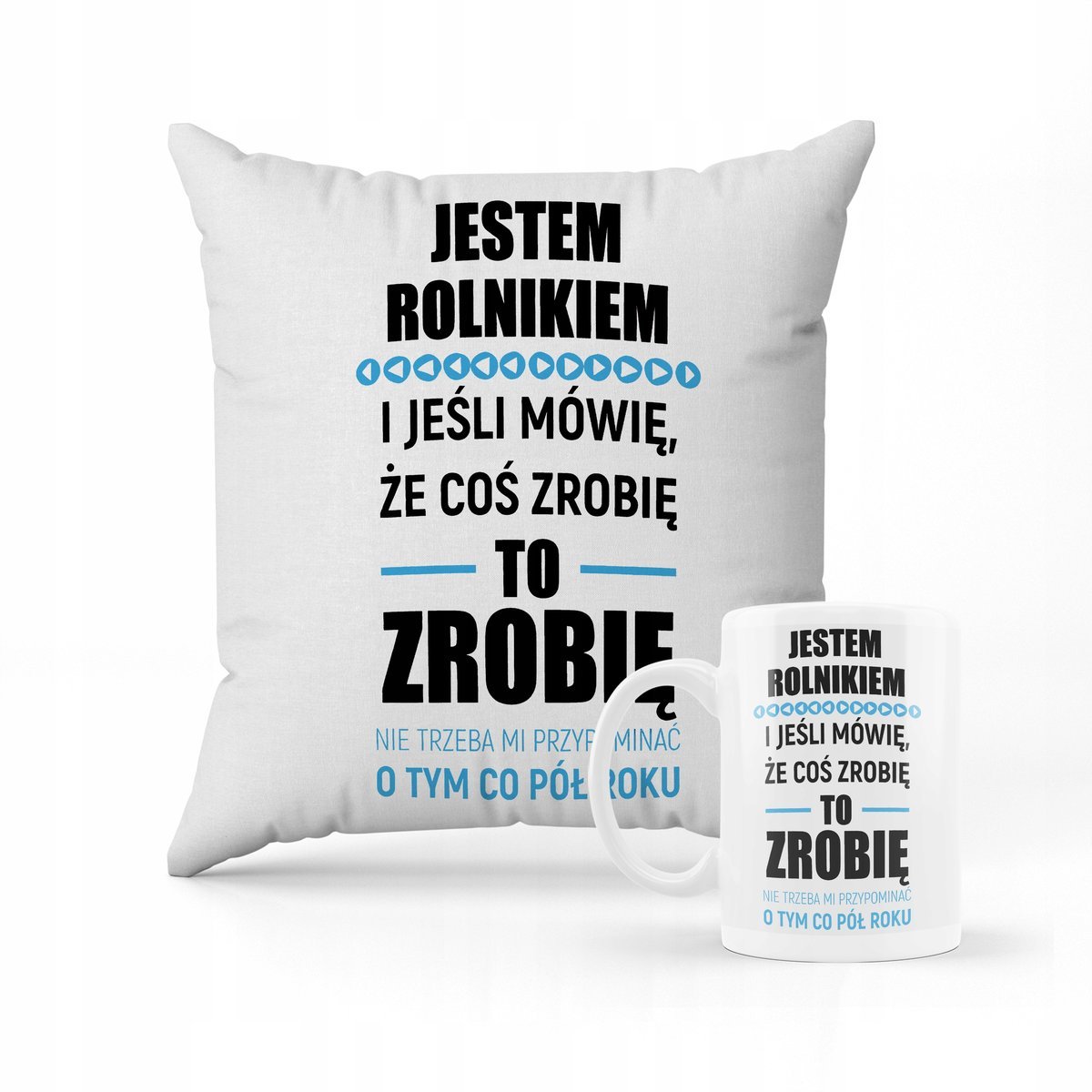 ZESTAW PODUSZKA + KUBEK Prezent Dla Rolnika Jestem Rolnikiem Traktor + IMIĘ