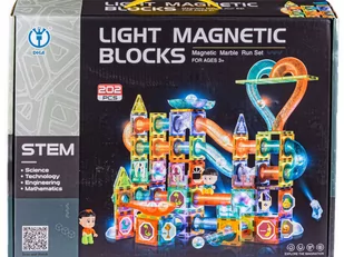 Świecące Klocki Magnetyczne, Tor Kulkowy Dla Kulek 202 Elementy Kulodrom - Klocki - miniaturka - grafika 1