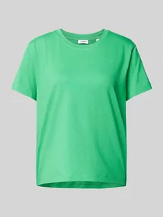 Koszulki i topy damskie - T-shirt z prążkowanym okrągłym dekoltem - grafika 1