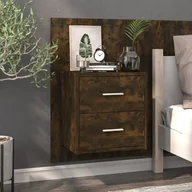 Szafki nocne - Lumarko Szafka nocna, ścienna, przydymiony dąb, materiał drewnopochodny - miniaturka - grafika 1