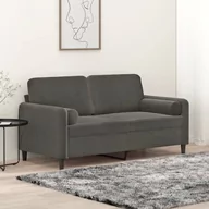 Sofy i kanapy - Lumarko 2-osobowa sofa z poduszkami, ciemnoszara, 140 cm, aksamit - miniaturka - grafika 1
