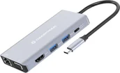 Złącza, przejściówki, adaptery - Adapter AV Conceptronic CONCEPTRONIC Dock USB-C->HDMI,USB3.0,100WPD 10-in-1 0.25m gr - miniaturka - grafika 1