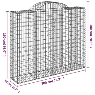 vidaXL Kosze gabionowe, 3 szt, 200x50x160/180 cm, galwanizowane żelazo - Ogrodzenia - miniaturka - grafika 7