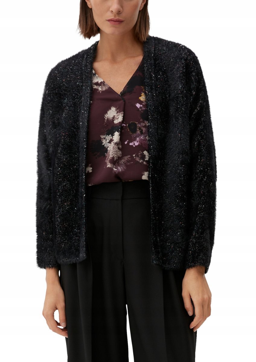 S.OLIVER SWETER DAMSKI CZARNY NARZUTKA CASUAL L 6EA