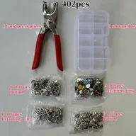 Inne - Zestaw 402 metalowych guzików zatrzaskowych z szczypcami - Różne kolory, bezszwowe zatrzaski do szycia, rękodzieła DIY, odzieży, i toreb - Zawiera - miniaturka - grafika 1