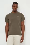 Koszulki męskie - Barbour t-shirt bawełniany kolor zielony gładki - miniaturka - grafika 1