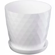 Donice - Doniczka na kwiaty z podstawką 14 cm, biała - miniaturka - grafika 1