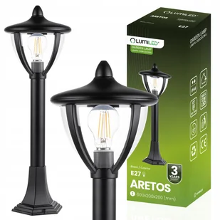 Lampa Ogrodowa Zewnętrzna Stojąca LATARNIA SŁUPEK 60cm LED E27 CZARNA IP44 - Lampy ogrodowe - miniaturka - grafika 1