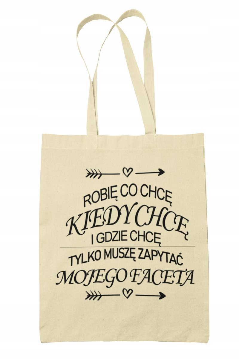 Torba Shopper-Materiałowa-Na Ramie- Śmieszny Napis