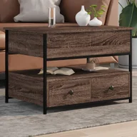 Ławy i stoliki kawowe - Stolik kawowy brązowy dąb 70x50x50 cm materiał drewnopochodny metal - miniaturka - grafika 1
