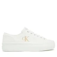 Trampki damskie - Tenisówki Calvin Klein Jeans Vulc Flatform Low Cv Mg YW0YW01763 Biały - miniaturka - grafika 1