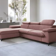 Sofy i kanapy - Kanapa narożna lewostronna rozkładana z weluru różowa – SAMARA marki Pascal Morabito - miniaturka - grafika 1