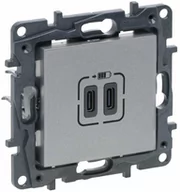 Gniazdka elektryczne - Legrand Niloe Step gniazdo podwójne USB 2xUSB C 3 A kolor aluminium 863339 863339 - miniaturka - grafika 1