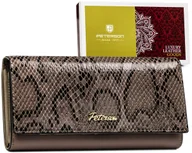 Portfele - Damski portfel skórzany Peterson na zatrzask pojemna portmonetka na karty i gotówkę z ochroną RFID, szary - miniaturka - grafika 1