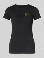 Koszulki i topy damskie - T-shirt z logo i okrągłym dekoltem - miniaturka - grafika 1