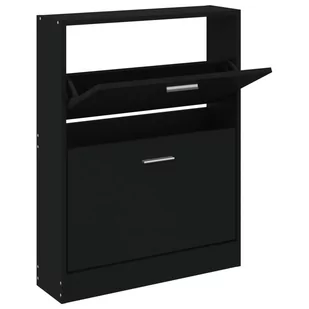 Szafka na buty, czarna, 59x17x81 cm, materiał drewnopochodny - Szafki na buty - miniaturka - grafika 3