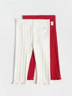 Komplety dla niemowląt - Reserved - Prążkowane legginsy z bawełny 2 pack - czerwony - miniaturka - grafika 1