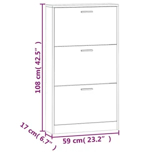Lumarko Szafka na buty, biały, 59x17x108 cm, materiał drewnopochodny - Szafki na buty - miniaturka - grafika 11