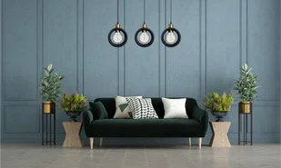 Nowoczesna lampa sufitowa RING wisząca 3-punktowa industrialny design, loft, czarna z akcentami starego złota - Lampy sufitowe - miniaturka - grafika 1