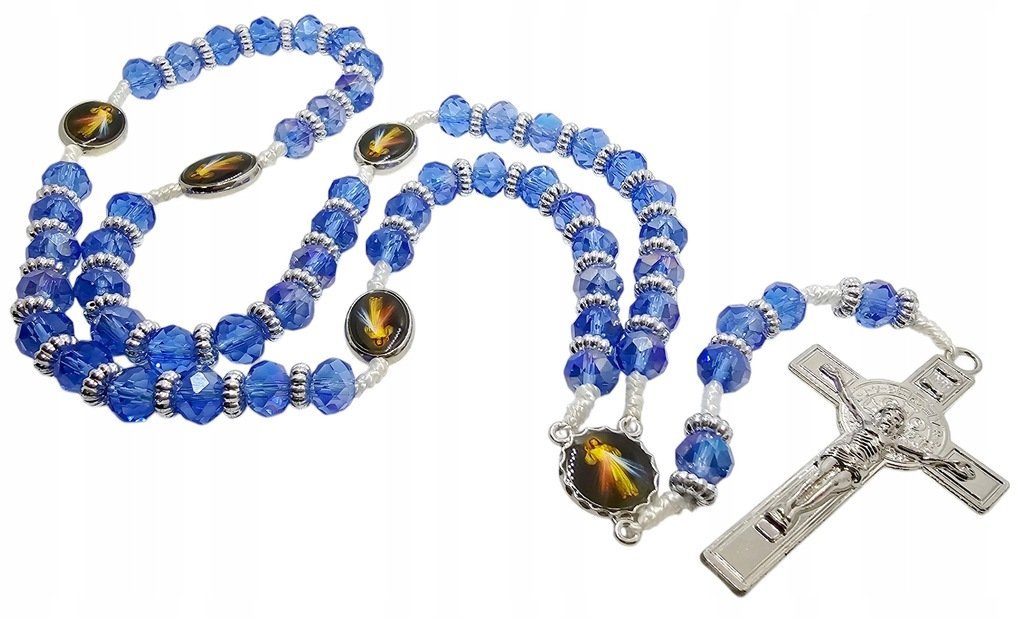 Różaniec Kryształowy Niebieski Jezu Ufam Tobie R2413NJUT