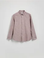 Koszule męskie - Reserved - Bawełniana koszula regular fit - bordowy - miniaturka - grafika 1