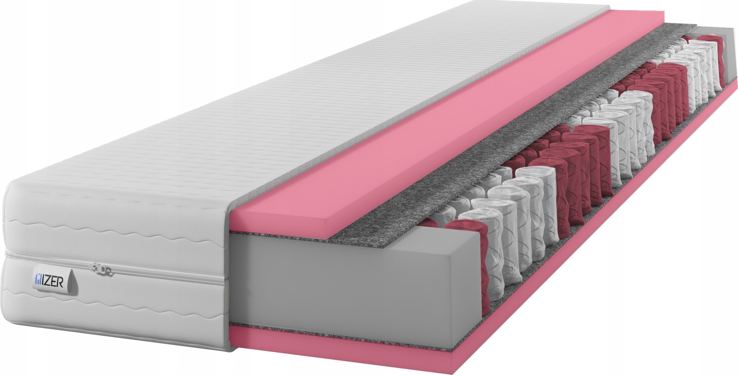 Materac sprężynowy HR GOLD 120x190 21cm Dwustronny H3/H3 7 stref Rdzeń ze sprężyn kieszeniowych Pikowany pokrowiec