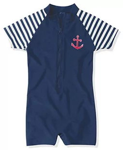 Playshoes Chłopięcy, ochrona przed promieniowaniem UV, jednoczęściowy kombinezon, 171 – granatowy/biały, 74-80 - Kąpielówki dla chłopców - miniaturka - grafika 1