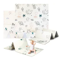 Maty piankowe - Dwustronna składana kolorowa edukacyjna piankowa mata dziecięca XXL 180x200 cm - wodny świat - miniaturka - grafika 1