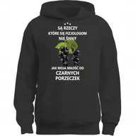Bluzy męskie - BLUZA Z KAPTUREM MOJA MIŁOŚĆ DO CZARNE PORZECZKI ŚMIESZNY PREZENT - miniaturka - grafika 1