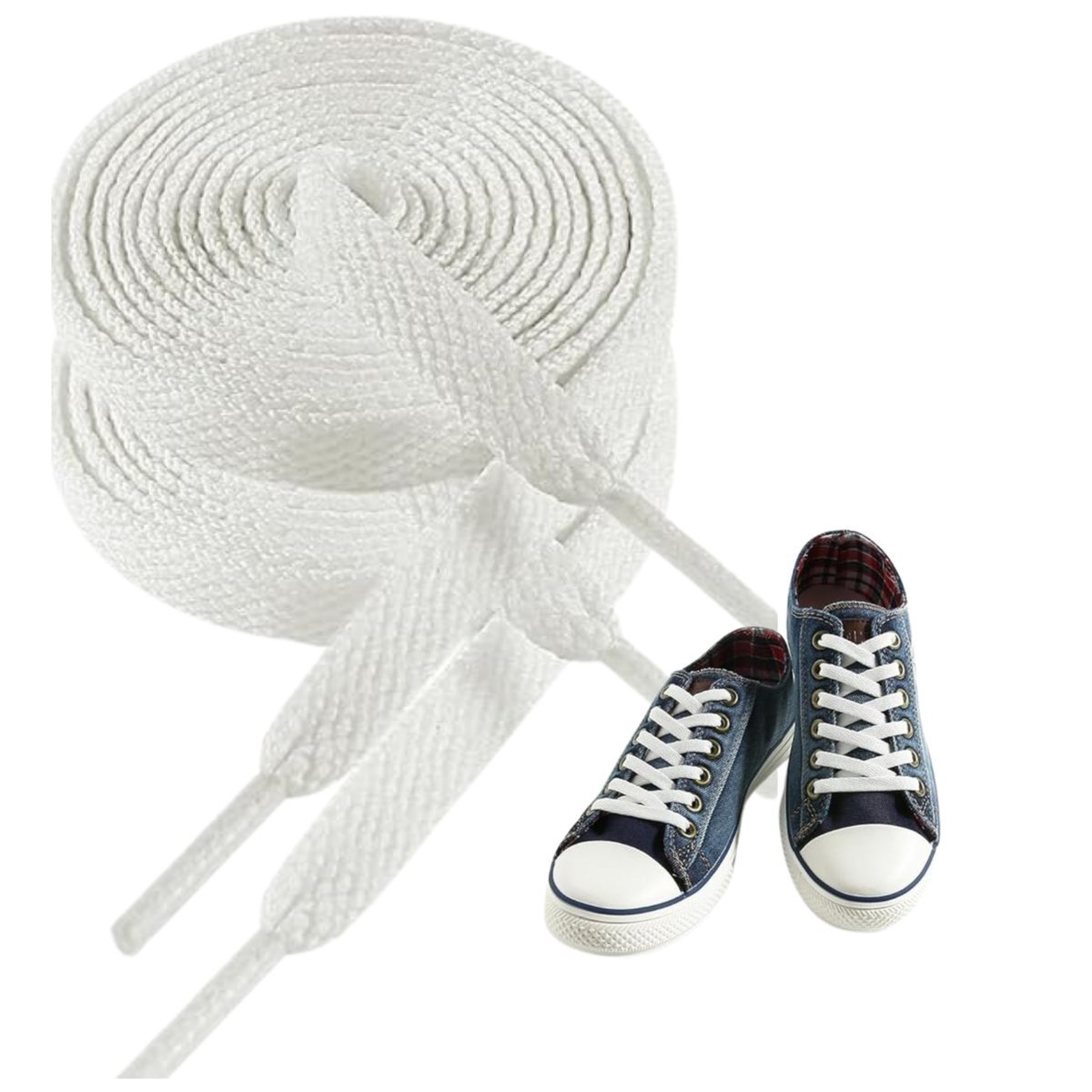 Sznurowadła płaskie białe Sznurówki 130cm do trampek mocne 8mm para