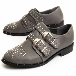 Montevita Mokasyn Desert Szary - Mokasyny damskie - miniaturka - grafika 1