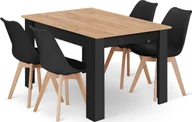 Inne meble do salonu - Leobert Zestaw stół prostokątny 120x80 craft + 4 krzesła MARK czarne - miniaturka - grafika 1