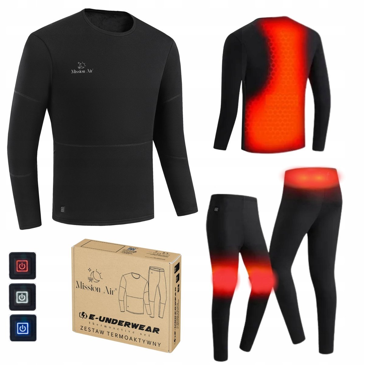 Męska bielizna termoaktywna podgrzewana E-UNDERWEAR rozmiar 2XL + 2 xPowerbank