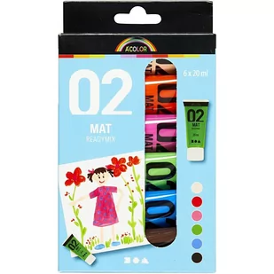 Creativ Company A S Zestaw farb akrylowych, matowe, 6 kolorów - Przybory szkolne - miniaturka - grafika 1