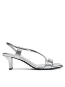 Sandały damskie - Calvin Klein Sandały Heel Sandal 50 Squared Metallic HW0HW02560 Srebrny - miniaturka - grafika 1