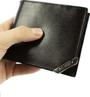 Portfele - Rovicky Poziomy portfel męski ze srebrnym akcentem, skóra naturalna licowa Rovicky NoSize - miniaturka - grafika 1